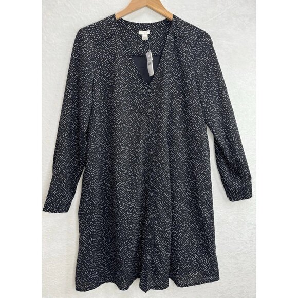 J. Crew Factory Women's Polka-Dot Black Long Sleeve Shirt Dress Size Small NWT - Picture 10 of 11